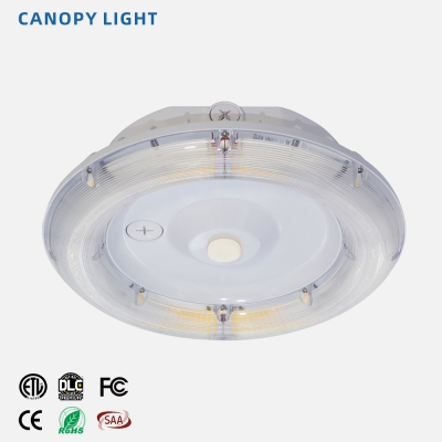 100-277V 40W 60W 80W 100W Wattage Adjustable Gas Station IP65 Waterproof Garage Ceiling Led Canopy Light for Warehouse